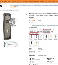 Nostalgic Warehouse Mission Plate With Keyhole Waldorf Crystal Knob, Single