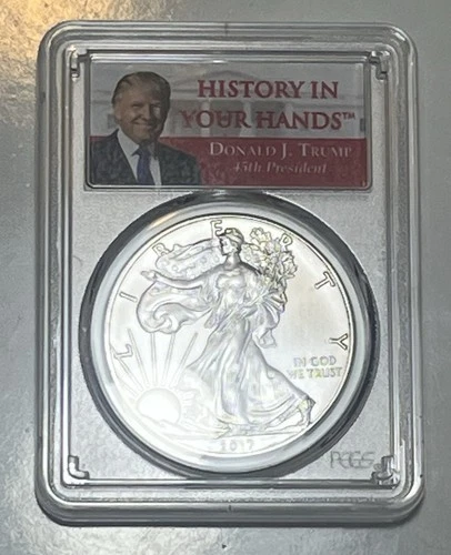 2017 DONALD TRUMP AMERICAN SILVER EAGLE FIRST STRIKE PCGS MS69
