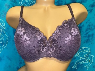Victoria s Secret Body By Victoria IPEX Purple Lace Lined Demi T-shirt Bra 36DD