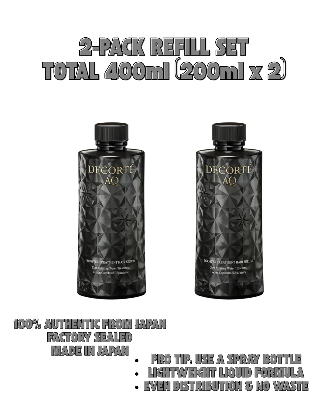 [2-PACK REFILL] Cosme Decorte AQ Hair Serum 200ml x2 Save More Kose Japan