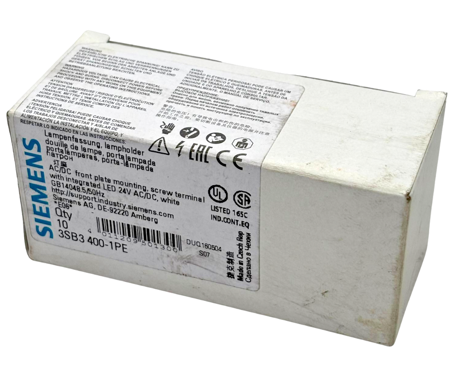 Siemens 3SB3400-1PE Lamp Holder w/ LED 24V AC/DC White Screw Terminal Lot of 10
