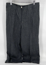 Eileen Fisher Women  s Organic Linen Delave Wide-Leg Pant Size Large Gray/White