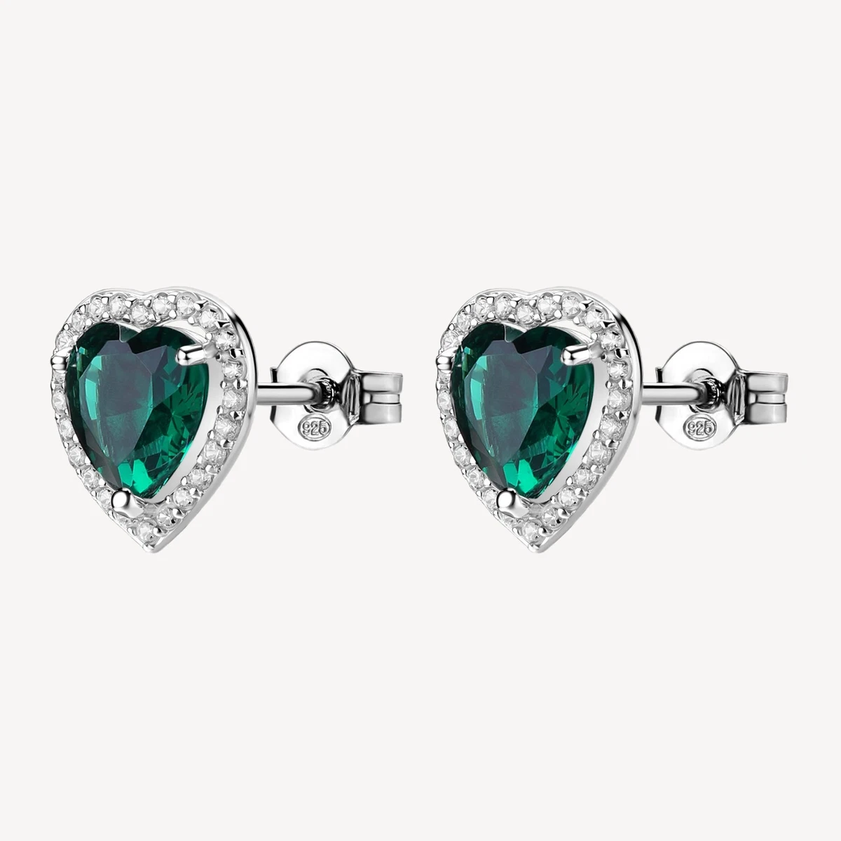 1 Coppia di orecchini pendenti a forma di cuore in argento