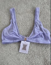 Savage X Fenty Purple Sheer Mesh Logo Wireless Bralette Bra Size M NWT