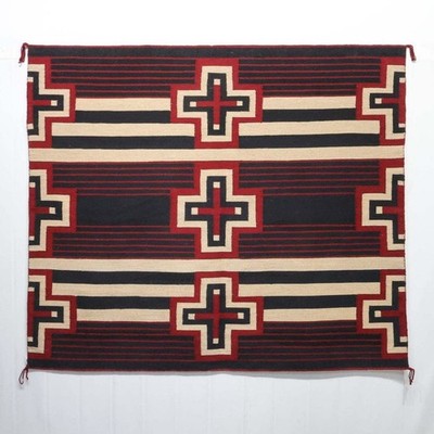 Red Navajo Chief's Blanket Rug Southwestern Wool Rug Native American Rug, 5x5 ft