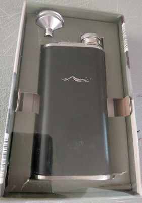 ADVENTURIDGE Stainless Steel Flask W/ Funnel Set 8.5 oz. **NEW** (BLACK)