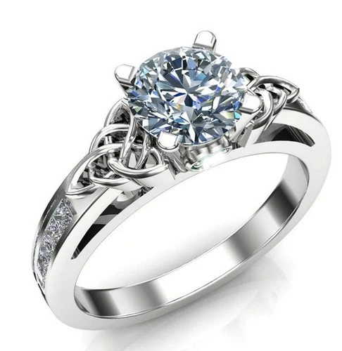 3.7 Ct Vvs1 Ice Blue Round Cut Moissanite Engagement Ring Sterling Silver Size 7