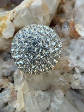 Round Pav Clear Stone Dome Ring Silver Tone Size 6 New w/ Gift Box