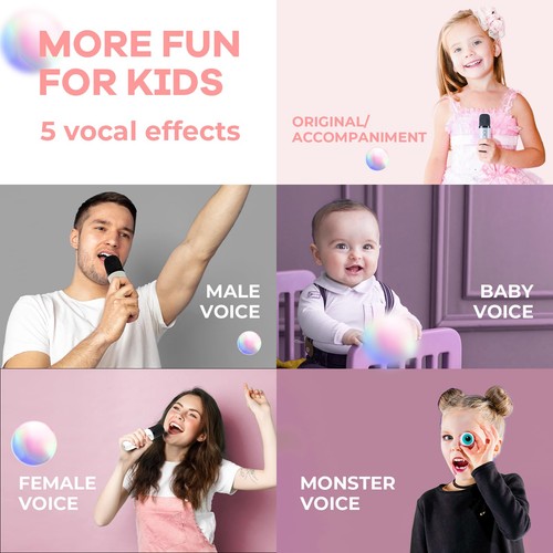 Mini Karaoke Machine for Kids Adults, Portable Bluetooth Speaker with 2 Wirel... - Picture 6 of 9