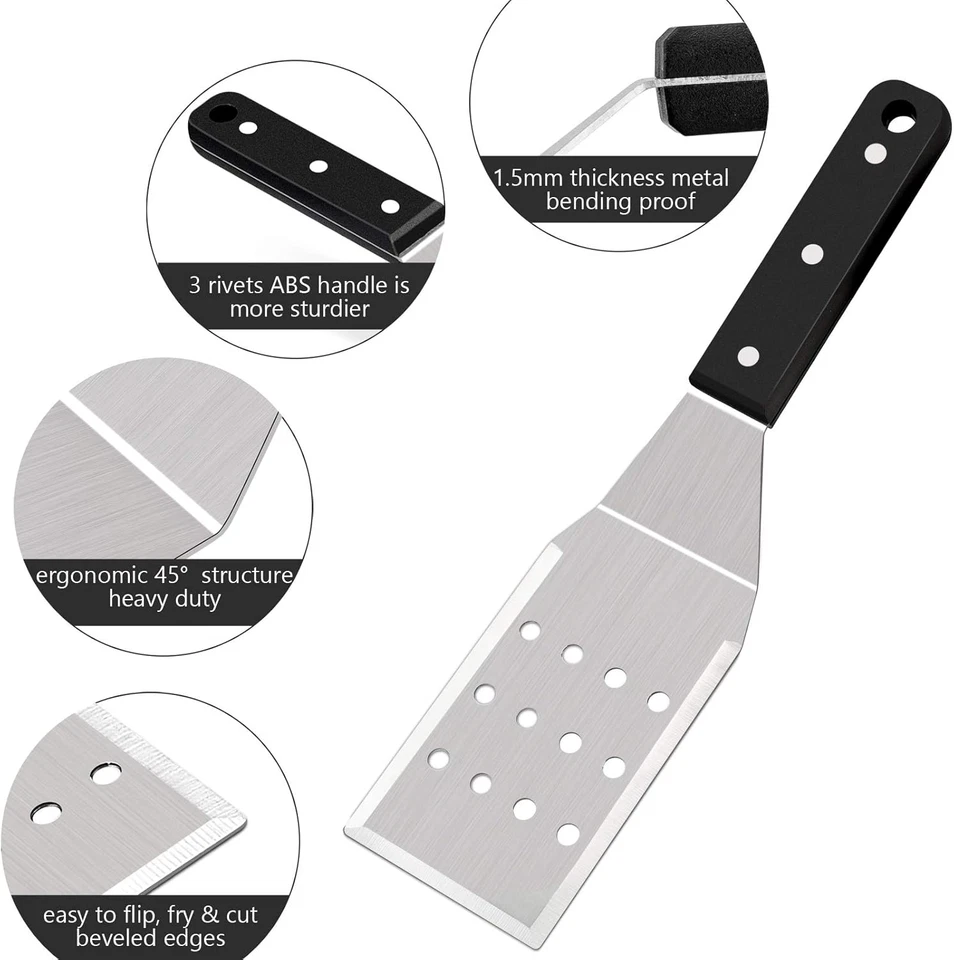 Metal Spatulas, Stainless Steel Griddle Turner Tools, (2 Pack) - Image 2 of 4