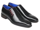 Paul Parkman Men's Side Lace Oxford Shoes Black Polished Leather 981X65