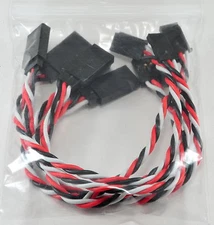 5 Pack: (5) 15CM Twisted 22awg Servo Extension Leads / Futaba