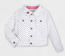 Girls Disney Minnie Mouse Jean Jacket White W/Red Black Size 3 NWT