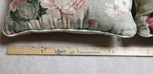 FLORAL THROW PILLOWS Square 14" Set of 2 Pale Greens Pinks White. EUC - Picture 8 of 8