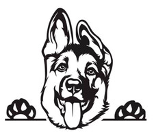 German Shepherd Tilted Ear Dog 5" Black Vinyl Decal Car Truck Window Laptop