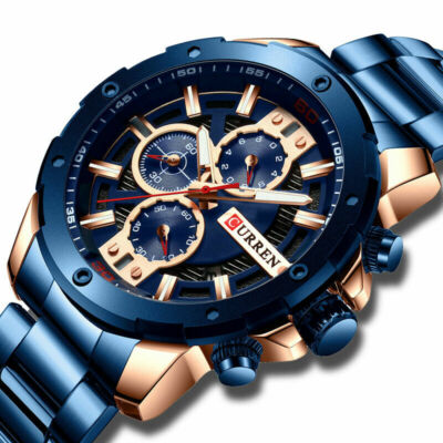 CURREN Men Watches Stainless Steel Wristwatch Male Chronograph