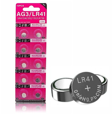 10PCS AG3 Coin Battery LR41 392 192 Button Cell Coin Alkaline Battery 1.55V S...
