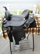 15'' Black Abetta Original Western  trail saddle FQH  BARS
