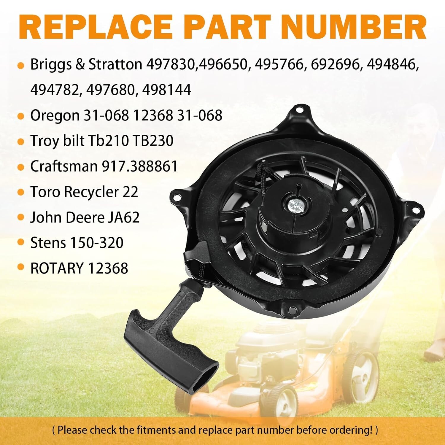 Recoil Starter for Briggs & Stratton 497680, BSP497680 Pull Start PU27 ...