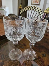 2 X Dragon Etched Logo Full Crystal 2 X 6.5" Wine Glasses