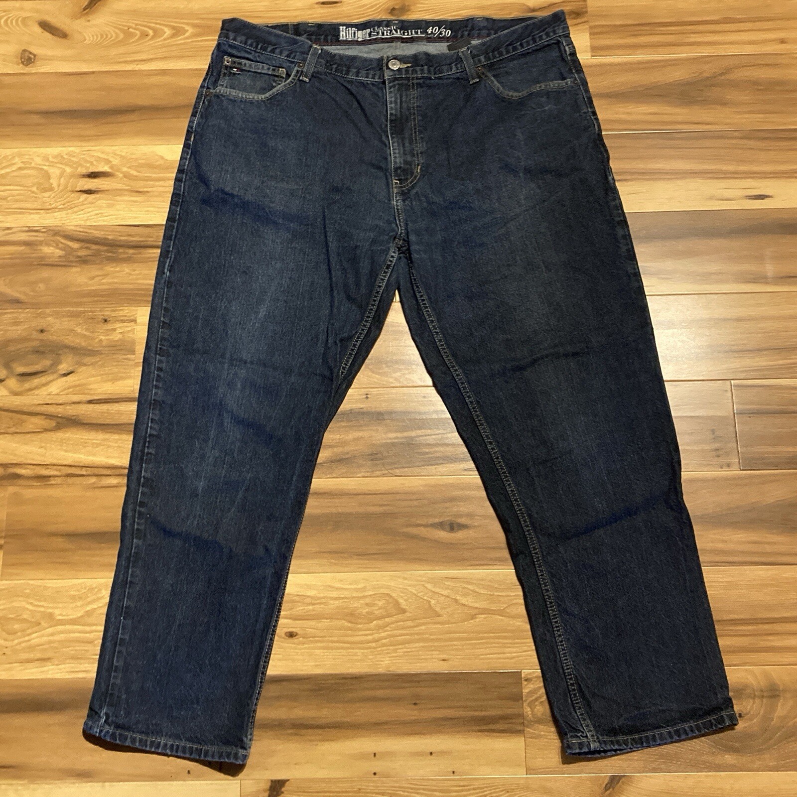 Tommy Hilfiger Mens Classic Straight Dark Wash Blue Denim Jeans 40x30