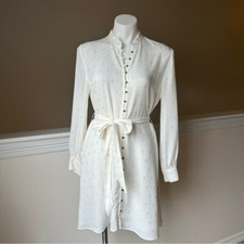 NEW ZARA METALLIC THREAD MINI DRESS ECRU | 3190/218 MÉDIUM MSPR $69