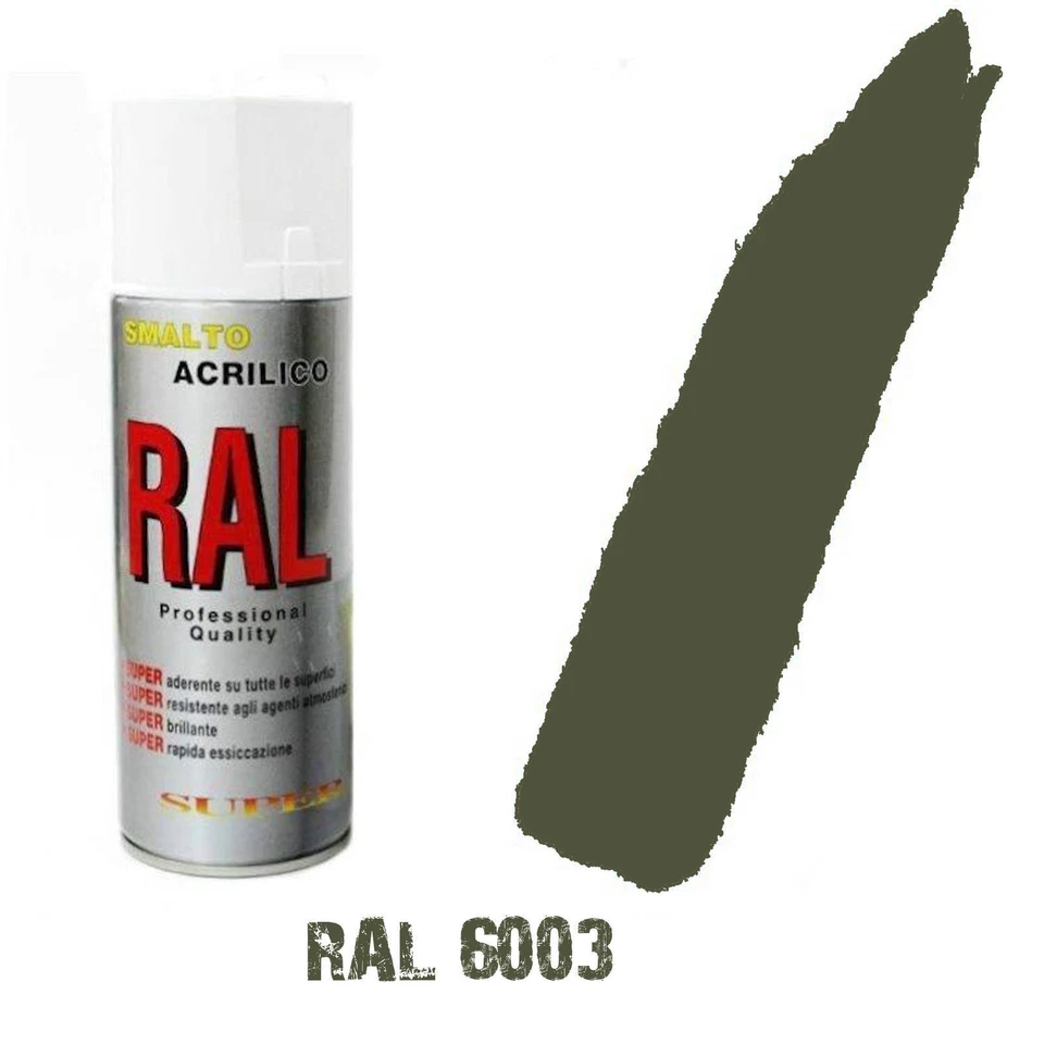 CILVANI Bomboletta Spray Verde Oliva Ral 6003 Opaco Acrilico Vernice Brillante Graffiti