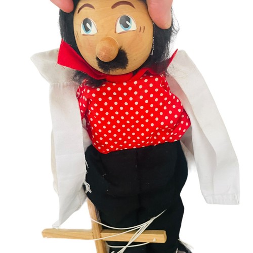 Vintage Wooden Puppet Marionette Toy Figure Ornament 40cm French Beret - Picture 9 of 17