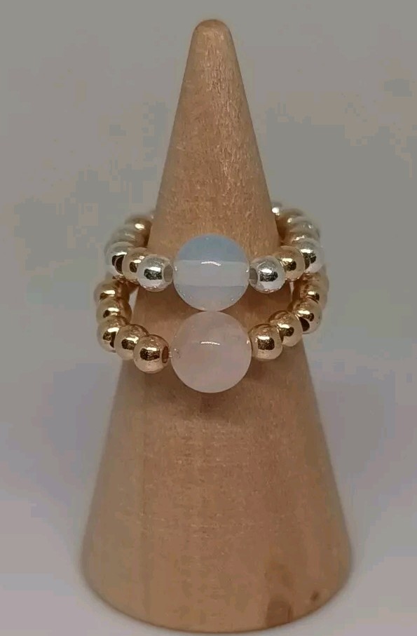 Beaded Ring-Birthstone ring-Stackable Ring-Elastic Ring-Handmade Stretchy ring