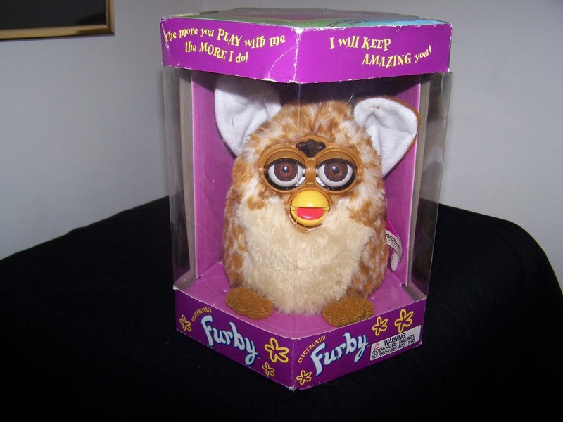 Vintage 1998 Original 1st Generation Furby Spotted Tan, Brown Eyes (new in seale