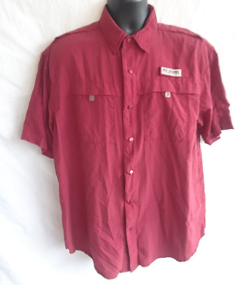Reel Legends Mens Fishing Shirt Sz M Red Short Sleeve Snaps Vented Back
