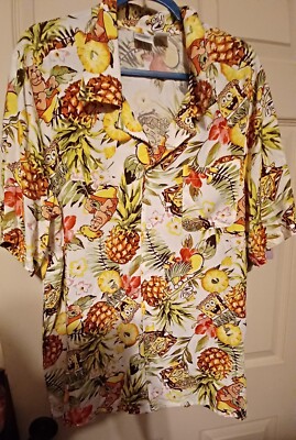 Sponge Bob Square Pants Button up Tropical Hawaiian style Shirt Size XL Mens