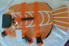 NEW Pet Dog Flotation Life Vest Medium W/Pull Strap Orange Fish