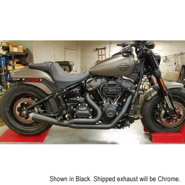 D D Chrome Abuelo Cat 2 into 1 Upswept Exhaust System Harley Softail M8 17 Up