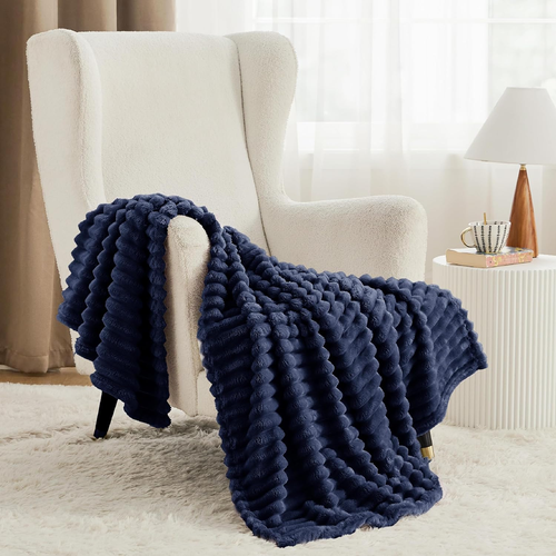 Blue Fleece Blanket for Couch - Super Soft Cozy Blankets for Women, Cute Small B - Picture 2 of 12