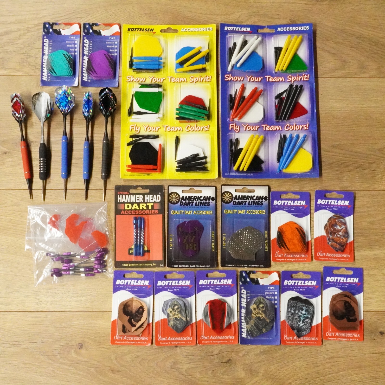 Bottelsen Dart Accessories Lot Tips Shafts Flights 5 Darts & More New