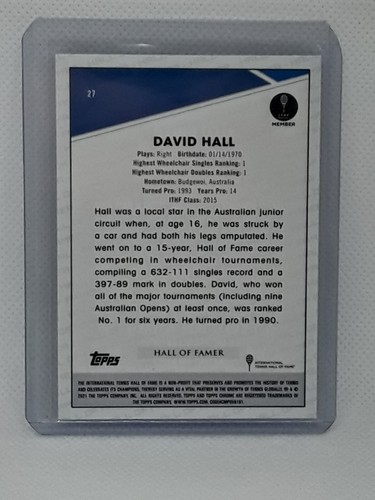 David Hall 2021 Topps Chrome Sapphire Tennis - #27 - - Picture 2 of 2