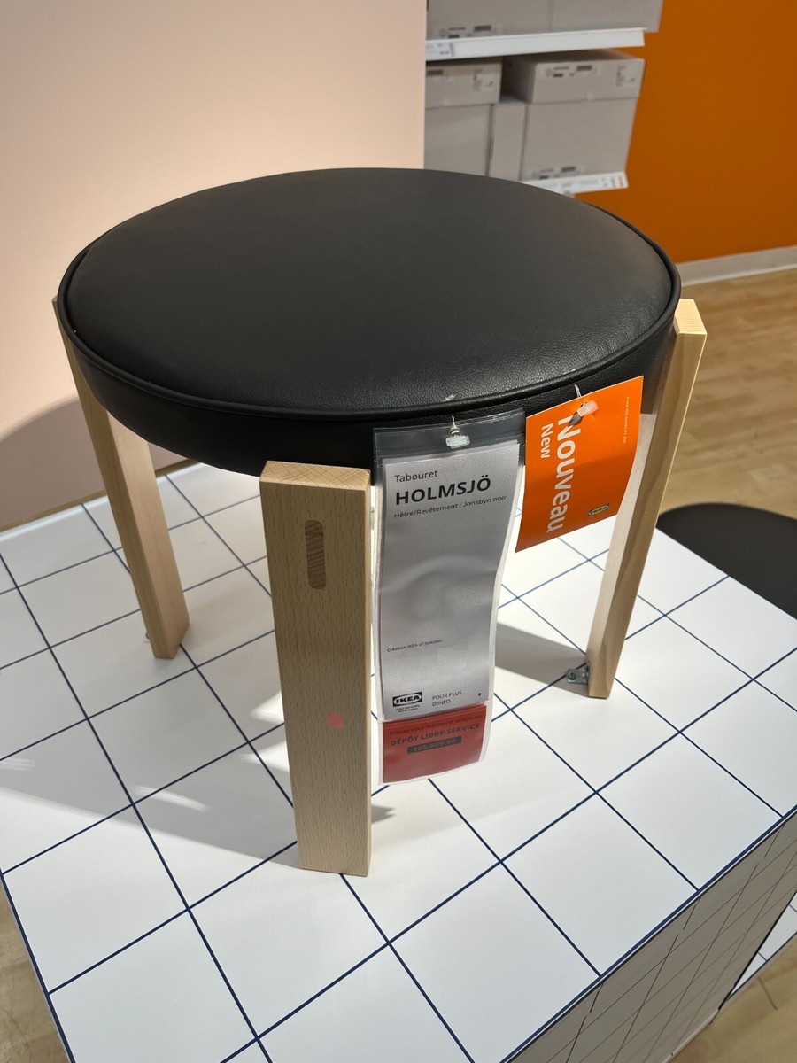 Brand New IKEA HOLMSJO Stool, Beech/Jonsbyn Black 105.609.96 | eBay