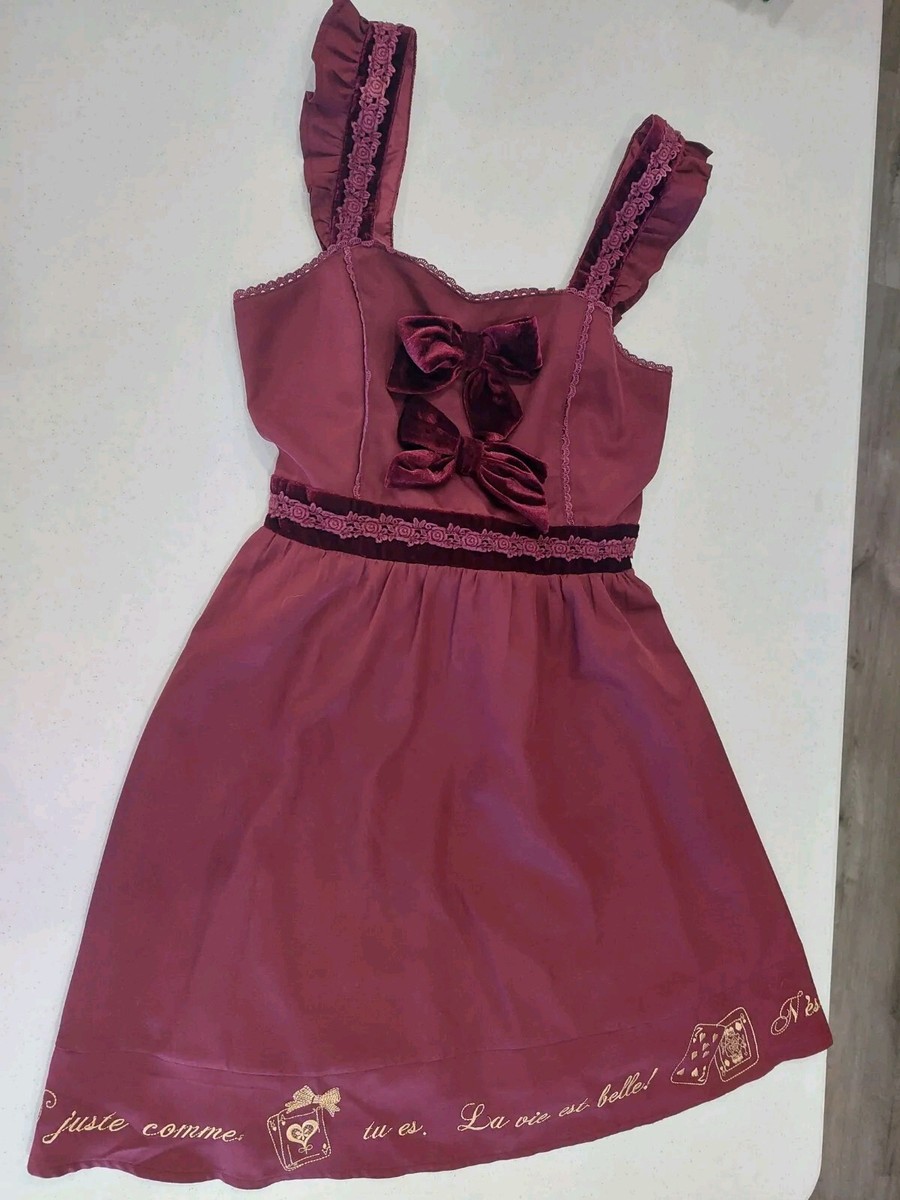 Axes Femme Japanese Import Lolita Red Velvet Dress French Axes Femme Japanese Import Lolita Red Velvet Dress French