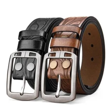 2025 Genuine Leather Belt Men Women Pin Buckle Waist Strap for Jeans Waistband