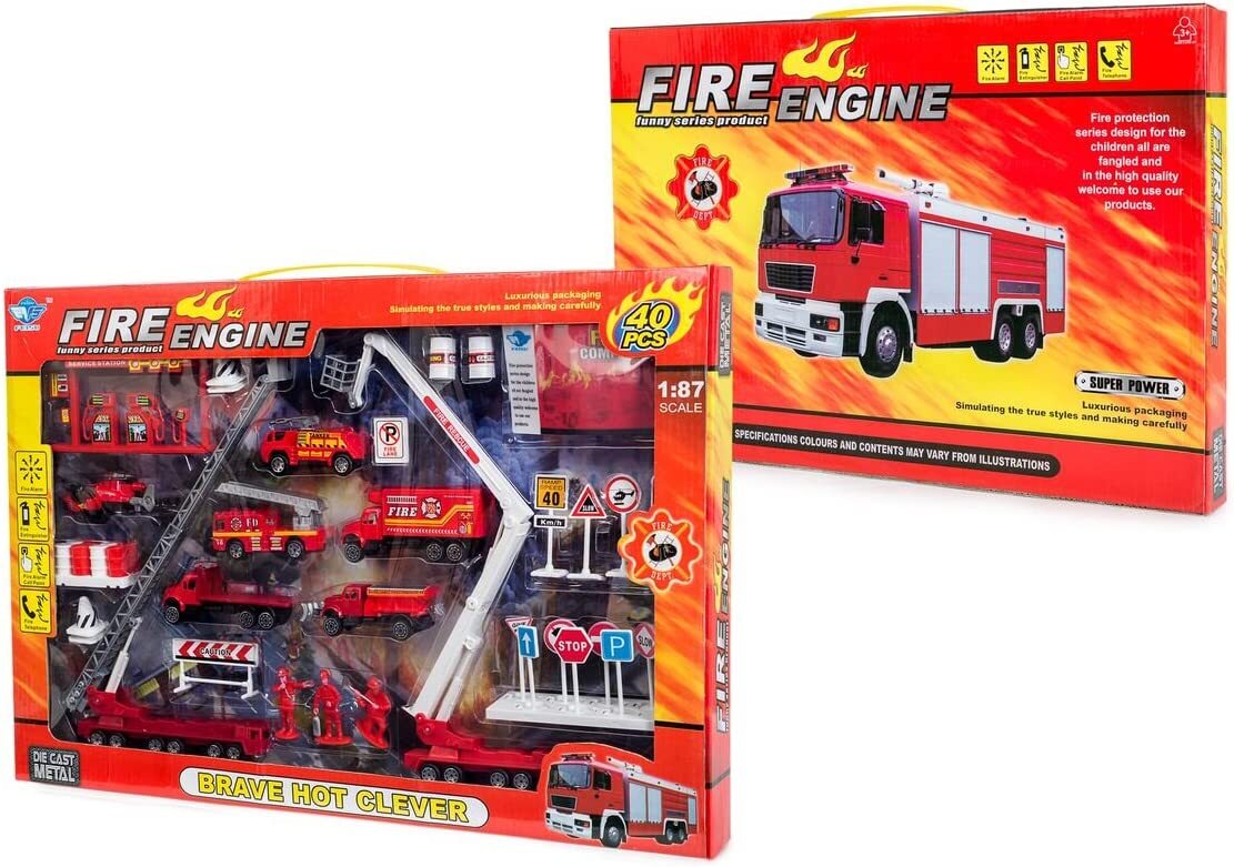 Kids Car Set With Accessories - Fire Rescue, Play Set By Big Daddy