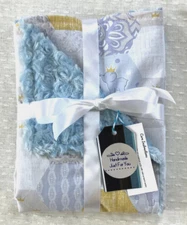 Baby Gift Blanket Elephant Prince Minky Fur Safari Jungle Boy Blue Present