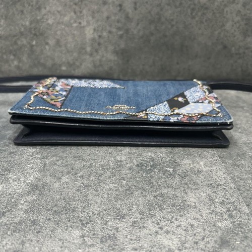Coach Denim Blumen Nieten Schultertasche Botanisches Rosenmuster Lederbesatz Japan - Bild 23 von 24