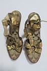 AUTHENTIC COACH ‘MAYRA’ WOOD WEDGE HEEL & PLATFORM GOLD STRAPPY SANDALS- SZ 7B — photo 1
