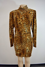 New Ronny Kobo Brown Animal Print Cocktail dress Size Medium on Sale fs