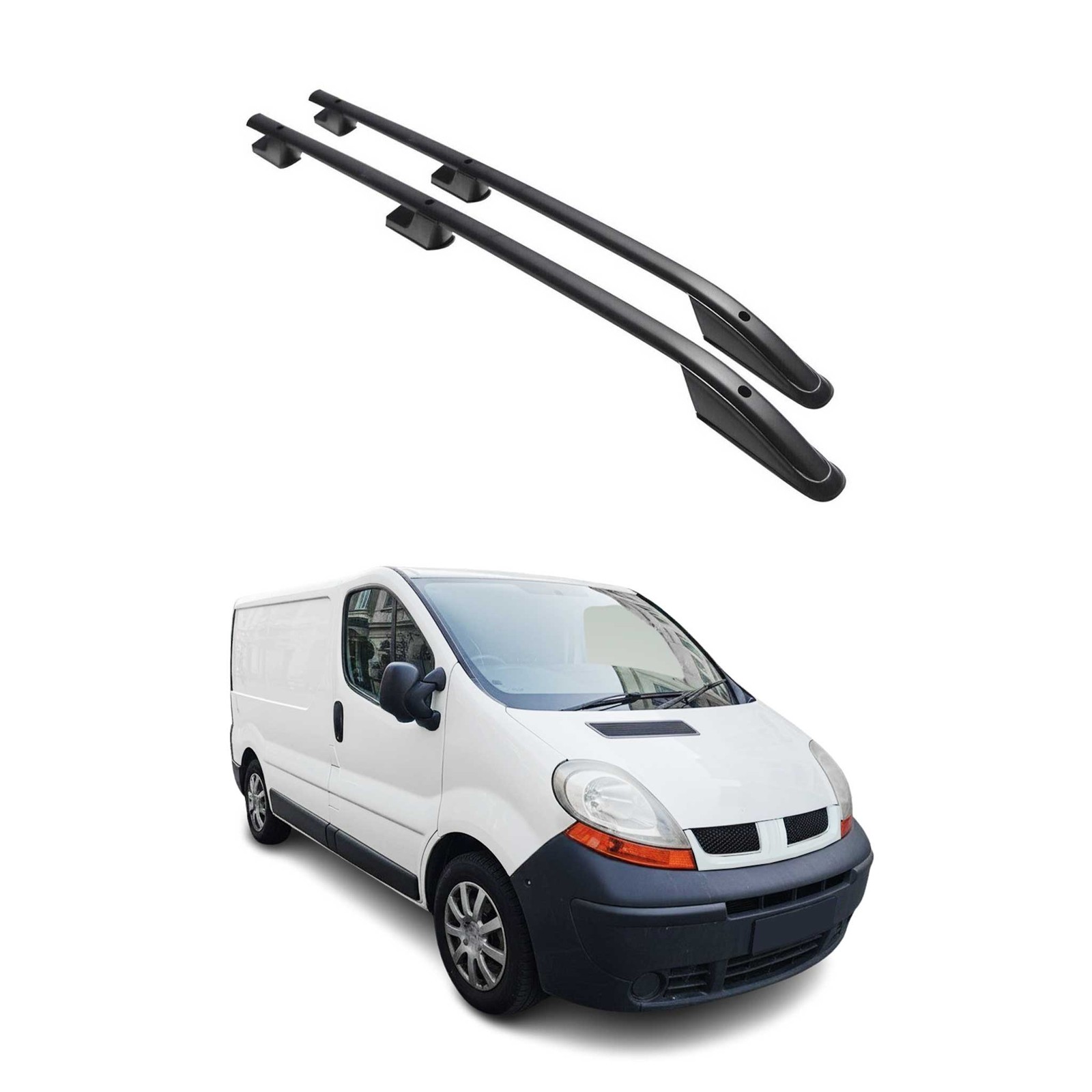 Barres de toit longitudinales L1 noir pour Renault Trafic et Opel Vivaro A 2001-2014