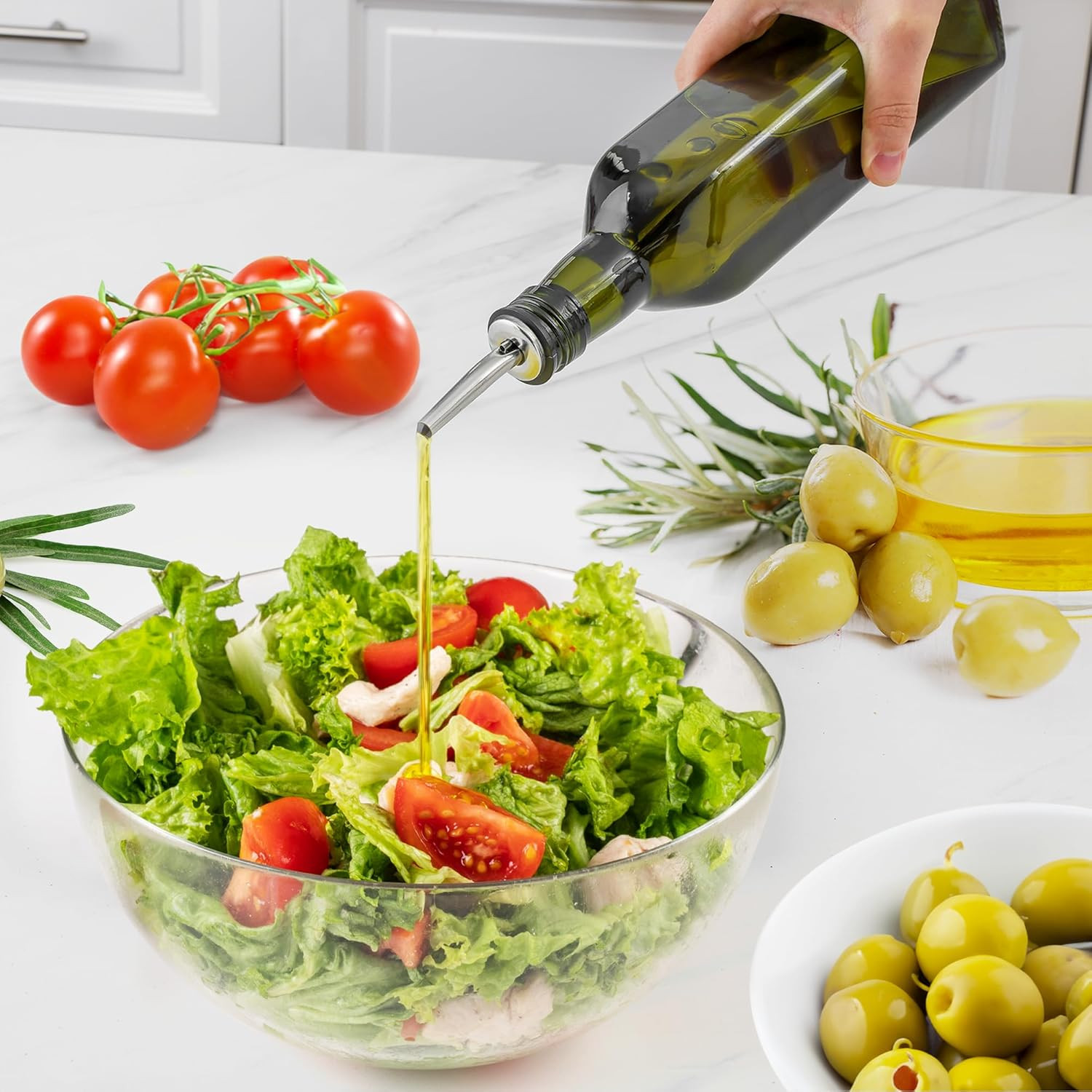 Zulay Kitchen 17Oz Olive Oil Dispenser Bottle – Glass Oil Cruet with Spout, Funn