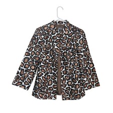 Chicos Additions Womens Animal Print Blazer Jacket Medium 1 3/4 Sleeves