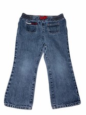 Vintage 90s Tommy Hilfiger Toddler Girl Medium Wash Denim Pull-on Flare Jeans 3T