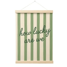 Evcprz How Lucky Are We Wall Art Poster Hanger Frame, Retro Green Striped Ins...